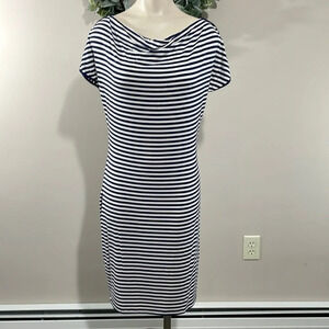 Calvin Klein Navy and White Striped Dress 6